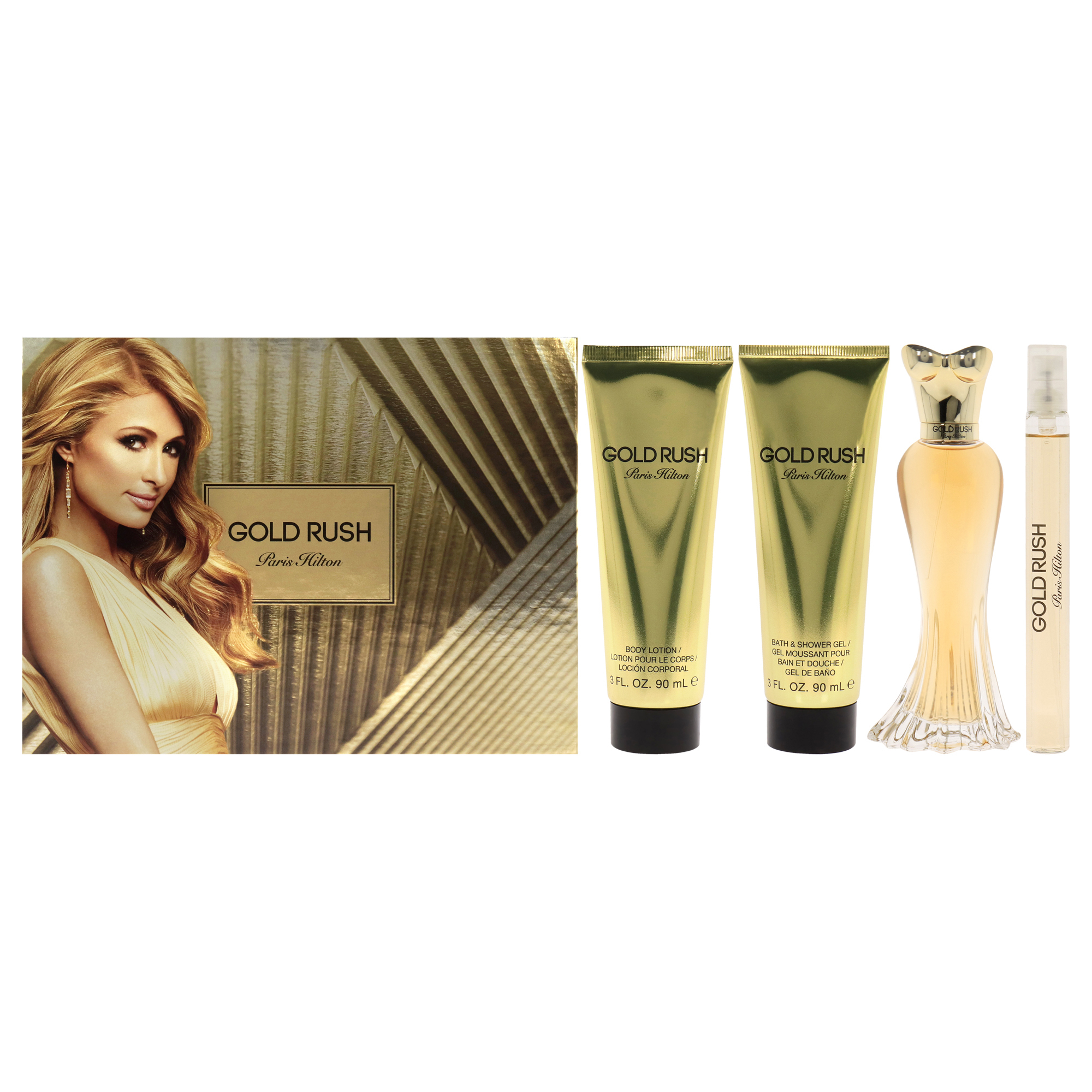 Gold Rush Gift Set 34oz Edp  034oz Mini  3oz Body Lotion  Shower Gel